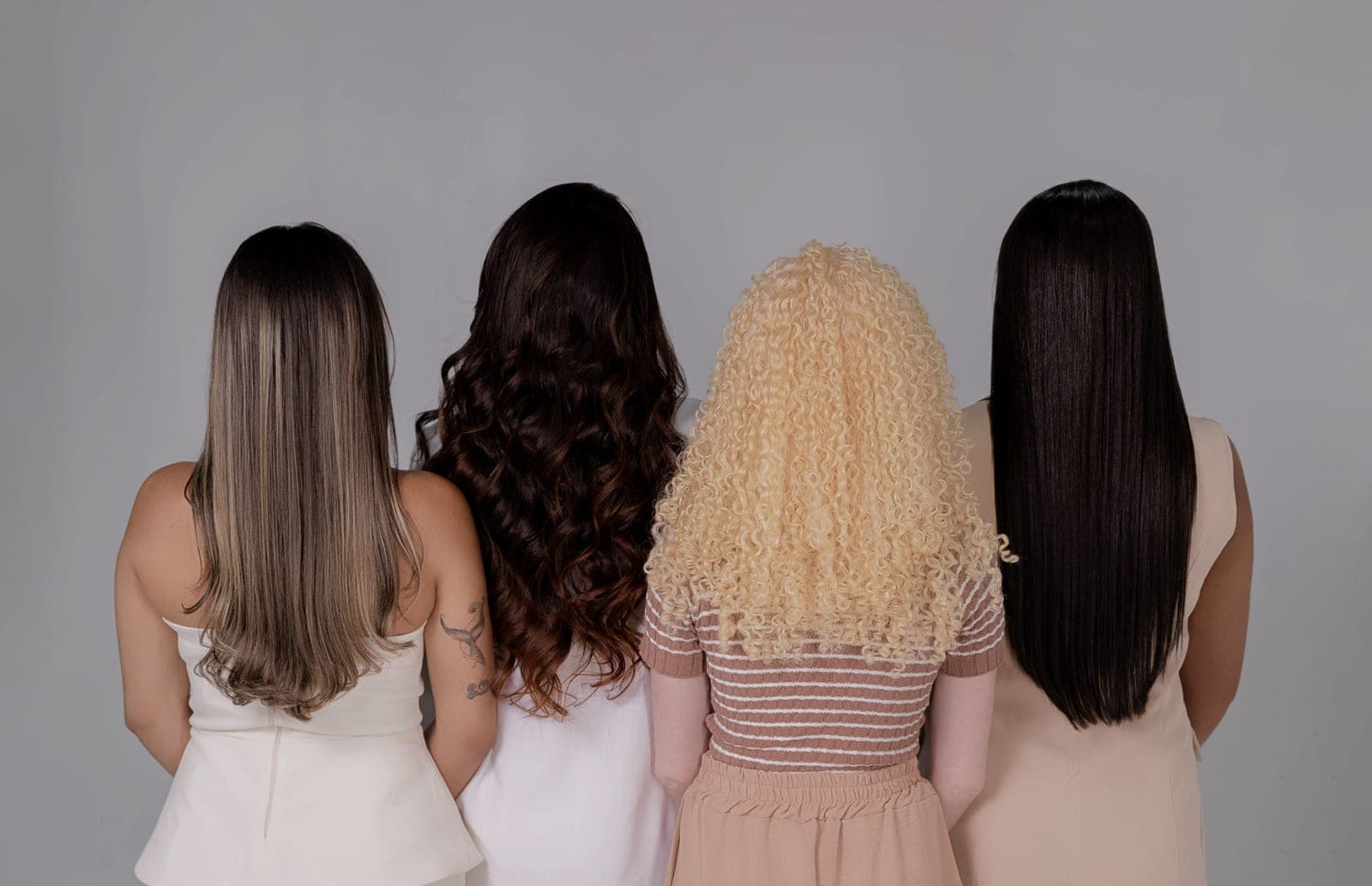 A range of different hair textures